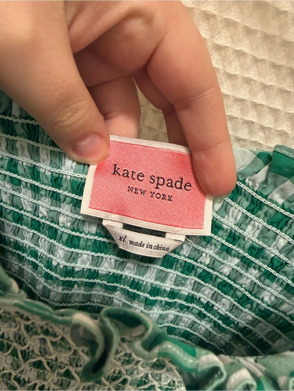 kate spade Green and White Gingham Smocked Dress - XL - Picture 2 of 9